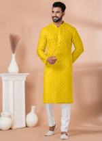 Georgette Yellow Festival Wear Sequins Work Readymade Kurta Pajama